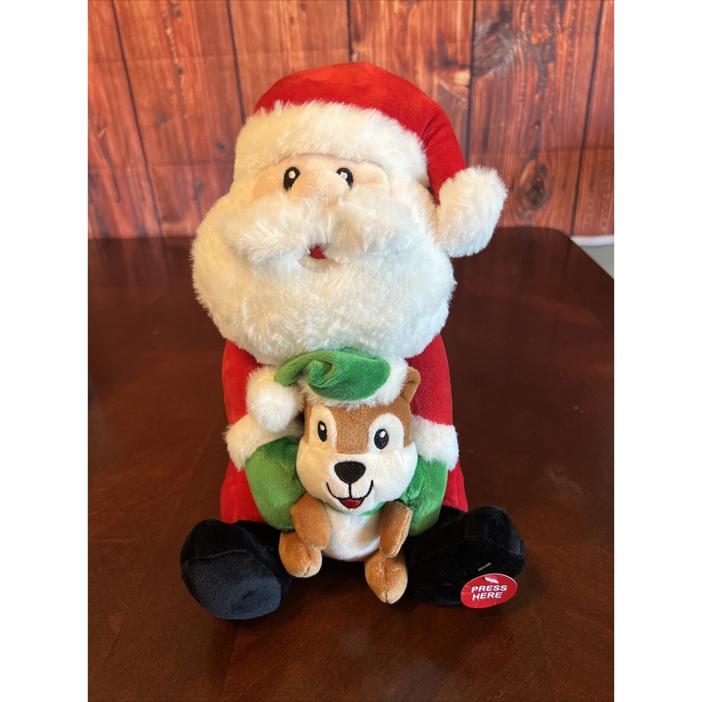 Cuddle Barn Chip 'n Claus Christmas‎ Santa and Chipmunk Plush Sound Motion